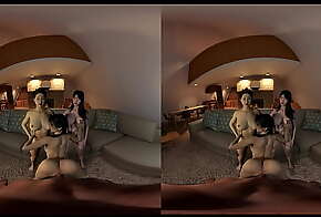 Big Tits and Petite Threesome 3D VR pov