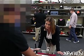 Hawt whore has sex in shop