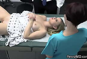 Busty patient and nurse sharing docs dick