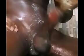 NIGERIAN BLACK SWEET DICK WANKING AND CUMING ALL ALONE IN THE BATHROOM