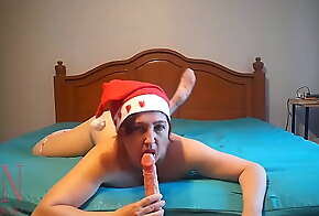 Point of view. The chick gives a blowjob and fucks with a dildo until orgasm. Merry XXXmas! Regina Noir with Santa's toy. Part 1