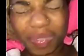 Cheating thot smiling while taking facial