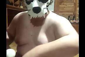Chubby Trans Pup Mavis stripping and cumming