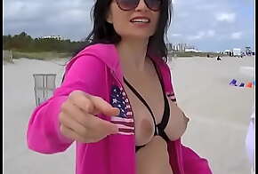 Exhibitionist Wife 46 - My Russian friend Tatiana Flashing Her JUICY TITS and SHAVED CUNT on Public Beach!