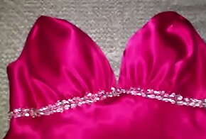 Hot Pink Satin Prom Dress