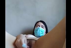 Latina teen stepdaughter masturbates with her stepfather's toothbrush and almost get caught