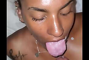 Freaky Ebony Chick Taking Load in Mouth from BBC