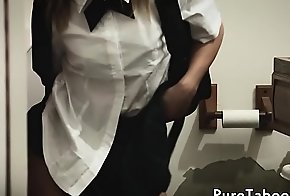 Taboo schoolgirl doggystyled after preparation