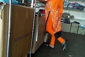 Aunty showing ass in shop
