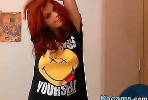 young redhead masturbating on camera