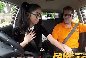 Fake Driving School Sexy Spanish Learner sucks Big Cock for lessons