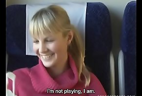 Czech streets Blonde girl in train