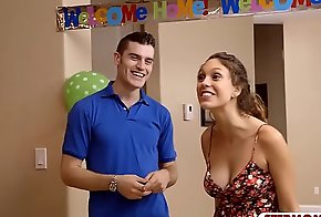 Teen and milf offered pussy as a present to bday boy